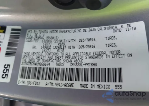 2019 Toyota Tacoma Trd Off Road из США, поврежденный, VIN 3TMAZ5CN4KM088694